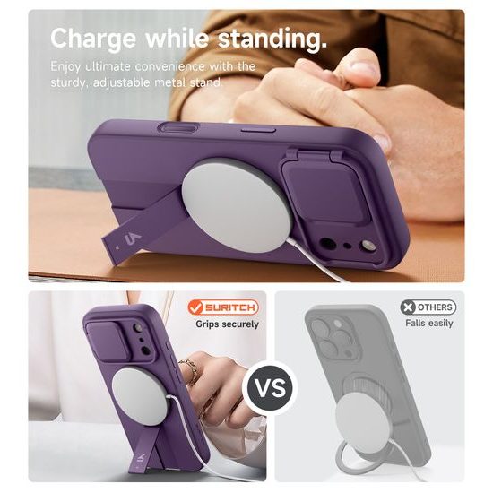 Suritch MagSafe Kickstand Camprotector θήκη iPhone 17 Pro Max, μωβ