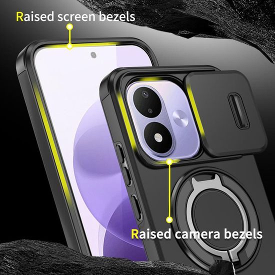 Xiaomi Redmi Note 17 4G / 5G ümbris – CamSlide Stand kaamerakaitsega alusega – must