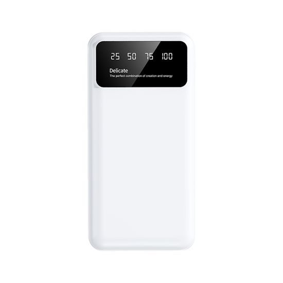 Power Bank 20000mAh, 2x USB, con luce LED, bianco