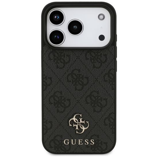 Guess 4G Small and Classic Logo MagSafe Hoesje voor iPhone 17 Pro / iPhone 18 Pro - Eko-leer & Siliconen - Zwart