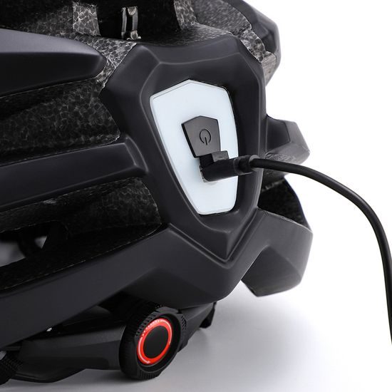 Casco ciclismo MTB Wozinsky con visiera rimovibile e luce LED USB posteriore L, nero