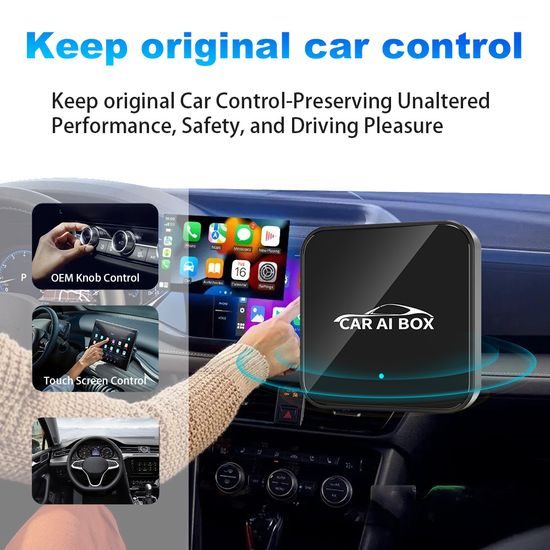 Car AI Box Ασύρματος Προσαρμογέας CarPlay και Android Auto με Εκτεταμένο Σύστημα Πολυμέσων