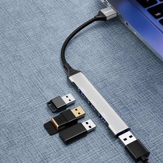 Dudao HUB A16B, 4in1, USB-A - 4x USB-A (3x USB2.0 / USB3.0), 6,3cm, fekete