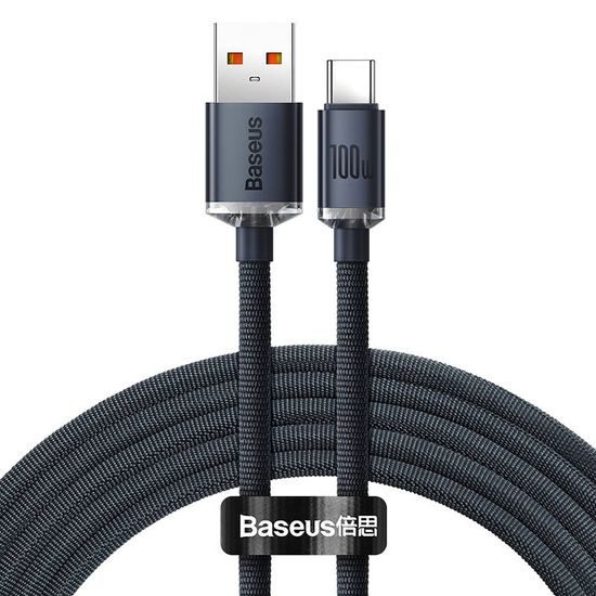 Baseus Crystal Shine sorozatú gyorstöltő kábel, USB-ről USB-C-re, 100W, 1,2m, fekete (CAJY000401)
