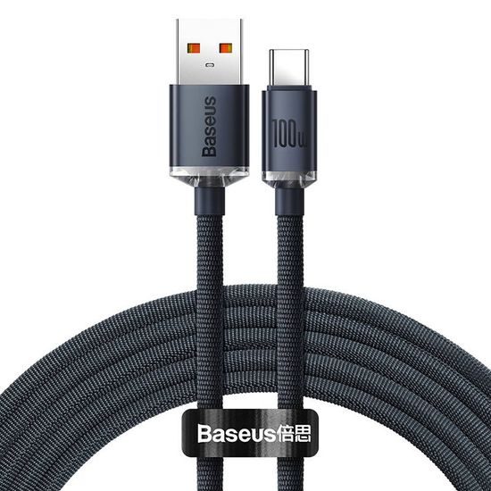 Baseus Crystal Shine Series kabel s podrškom za brzo punjenje, USB - USB-C, 100W, 1,2 m, crni (CAJY000401)