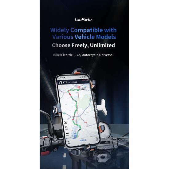 LanParte UBA-MC Motorrad Handyhalterung mit 15W kabellosem Laden - Smartphone Halterung mit Vibrationsdämpfung
