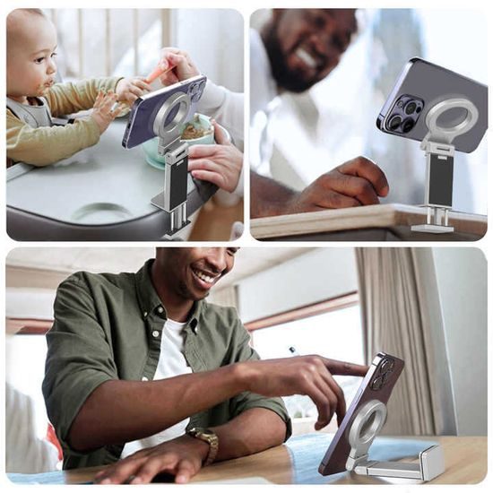 Καθολική μαγνητική MagSafe αναδιπλούμενη βάση τηλεφώνου για ταξίδια, αεροπλάνο και γραφείο, γκρι