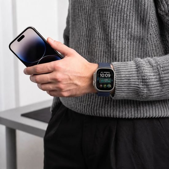Tech-Protect Silicone Line řemínek, Apple Watch 8 / 9 / 10 / 11 / 12 / SE / Ultra (44 / 45 / 46 / 49 mm), modrý