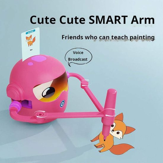 SmartArt Drawing Bot Διαδραστικό ρομπότ που διδάσκει τα παιδιά να ζωγραφίζουν και αναπτύσσει τη δημιουργικότητα, ροζ