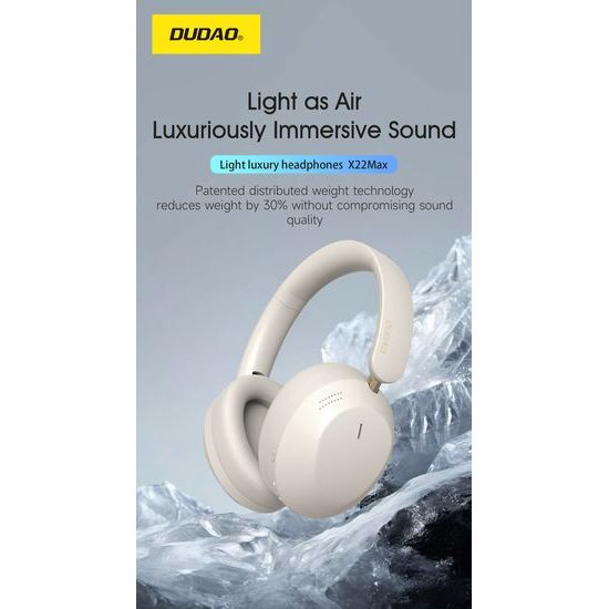 Dudao X22 Max Bezdrátová Bluetooth sluchátka, ANC, béžová