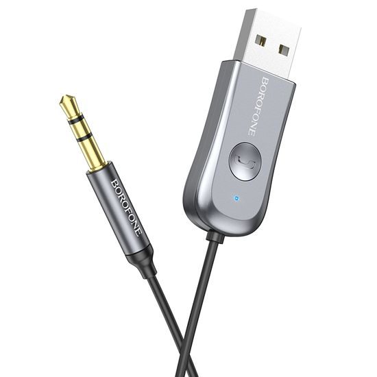 Borofone BC44 Bluetooth audio adaptér - USB na 3,5mm jack, šedý