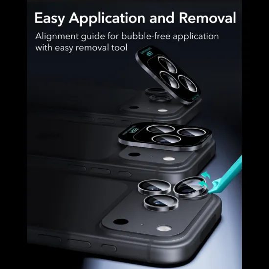 iPhone 18 Pro / 18 Pro Max kameros apsauginis stiklas – ESR Armorite grūdintas stiklas – skaidrus