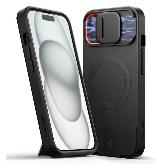 Suritch MagSafe Kickstand Camprotector θήκη iPhone 15, μαύρη