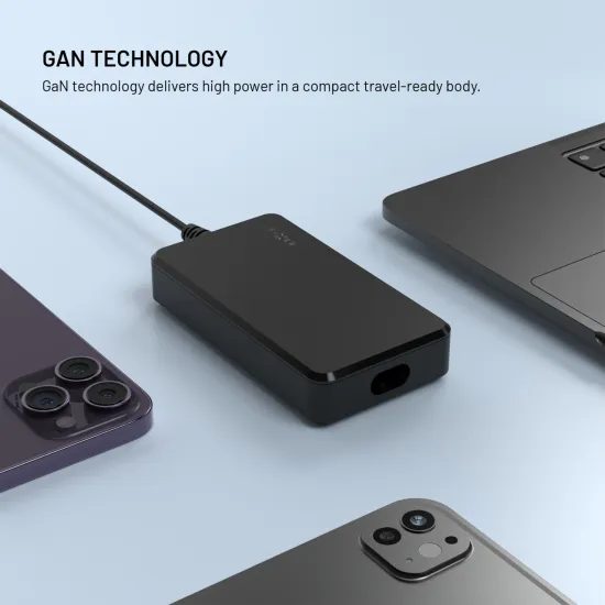FIXED GaN töltőadapter notebookhoz, USB-C, PD 3.0, 100W, fekete
