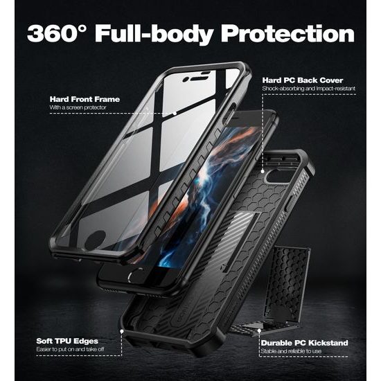 Dexnor 360 Kickstand Θήκη iPhone 7 / 8 / SE 2020 / 2022, Μαύρη