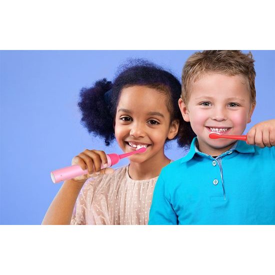 Bitvae BVK7S Ηχητική Οδοντόβουρτσα με Εφαρμογή για Παιδιά, Σετ Ακροφυσίων, Ροζ