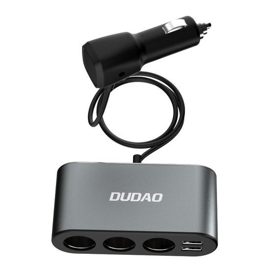 Dudao polnilec za avto 2x USB / 3x vžigalnik črn (R1Pro črn)