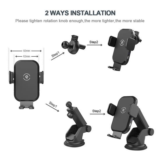 Βάση τηλεφώνου αυτοκινήτου για ταμπλό και αεραγωγό με ασύρματη φόρτιση, 15W, Qi, C20