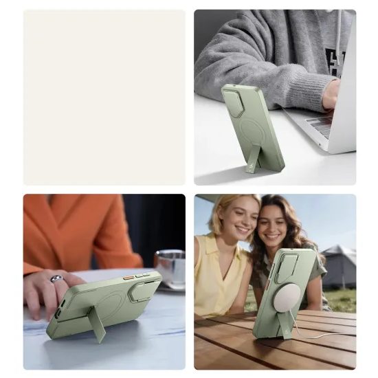 Suritch MagSafe Kickstand Camprotector obal Samsung Galaxy S26 Plus, zelený