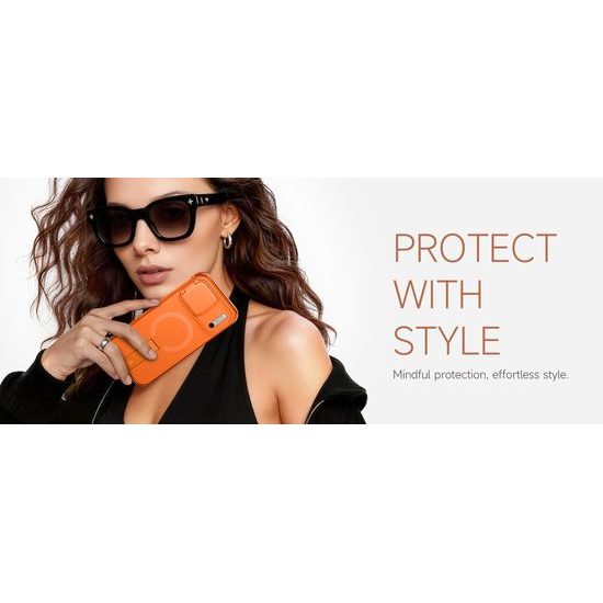 Husă Suritch AirBounce Bumper MagSafe cu Suport și Protecție Cameră, iPhone 17 Pro Max / 18 Pro Max, portocaliu
