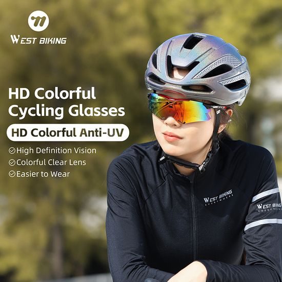 West Biking HD Sportbrille für Radfahren mit UV400-Schutz - Schwarz/Grau
