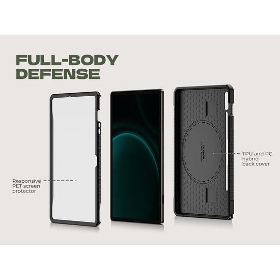 Dexnor 360 Περιστρεφόμενη θήκη, Samsung Galaxy Tab S9 FE Plus, μαύρη