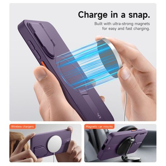 Suritch MagSafe Kickstand Camprotector Θήκη Samsung Galaxy S25, Μωβ