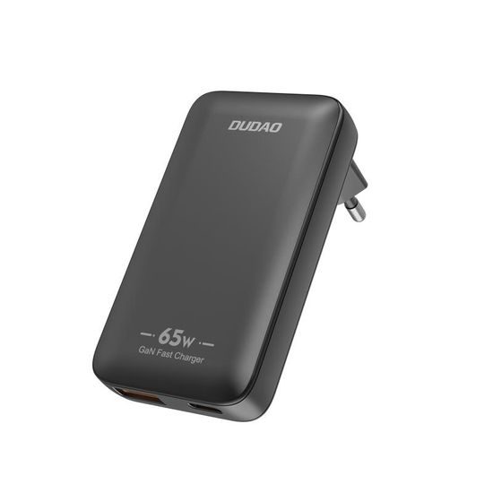 Dudao A65Q potovalni polnilnik USB-A + USB-C, 65W GaN PD, črn
