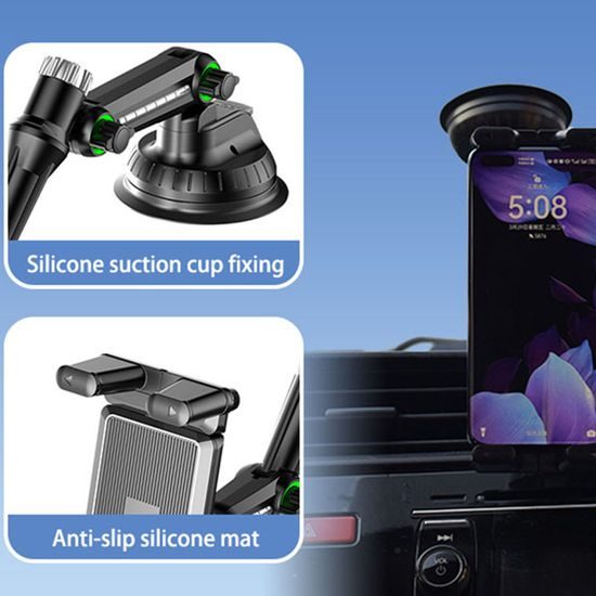 Techsuit Βάση Αυτοκινήτου Πολλαπλών Χρήσεων για Tablet / Τηλέφωνο, Μαύρη