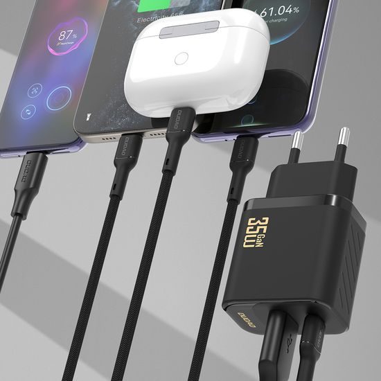 Dudao A27Max USB Ladegerät mit USB-A + USB-C - 35W GaN Netzteil mit Power Delivery - Schwarz