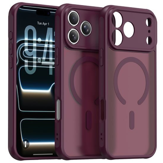 Techsuit HaloFrost II MagSafe Case für iPhone 17 Pro Max / 18 Pro Max - Stoßfeste Schutzhülle - Dark Cherry