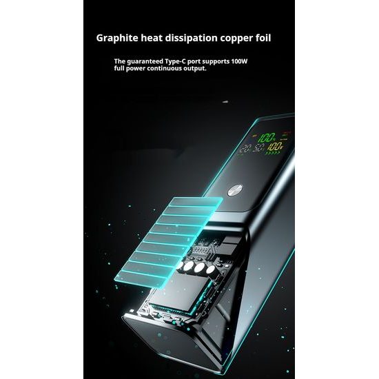 Συμπαγής power bank για γρήγορη φόρτιση laptop, 100W, 20.000 mAh, μαύρο