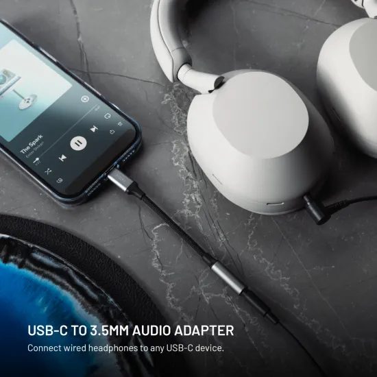 Alumínium adapter FIXED Link USB-C-ről 3,5 mm jack-re, űrszürke