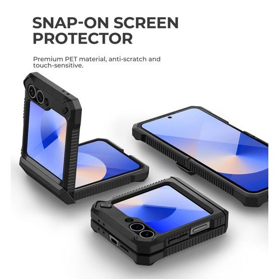 Dexnor 360 Kickstand obal Samsung Galaxy Z Flip 6, černý