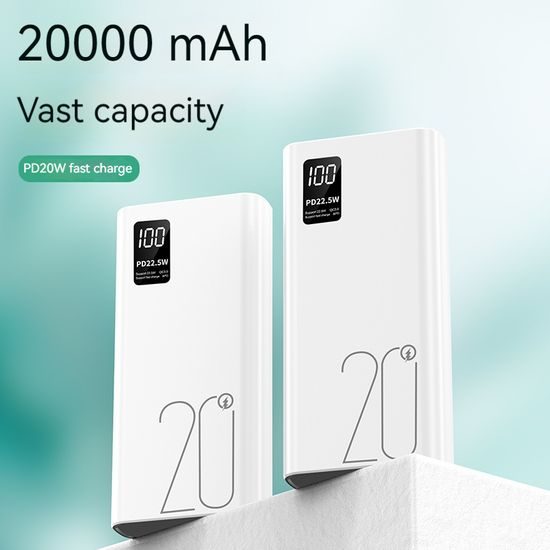 Powerbank 20000mAh mit PD 22,5W Schnellladung und QC3.0 - Schwarz