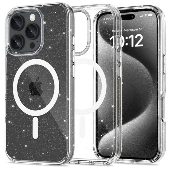 Tech-Protect Flexair Hybrid z MagSafe, iPhone 16 Pro Max, brokatowa przezroczysta