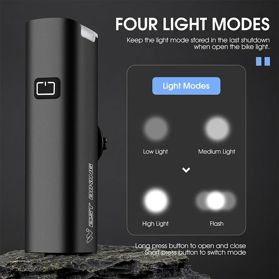 West Biking LED Fahrradlicht Vorderlicht Wasserdicht 1000 Lumen USB-C Aufladbar für MTB und E-Bike - Schwarz