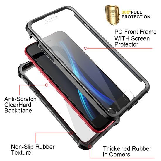 Dexnor 360 Clear etui iPhone 7 / 8 / SE 2020 / 2022, črn