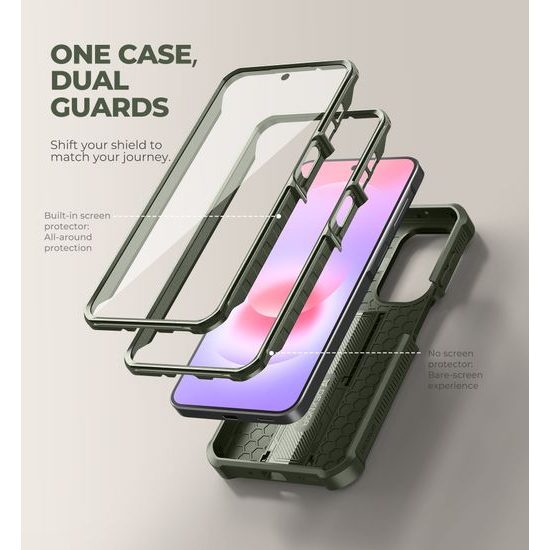 Dexnor 360 Kickstand Camprotector Schutzhülle für Samsung Galaxy A27 - Hybrid Handyhülle mit Kameraschutzklappe und Ständer - Grün