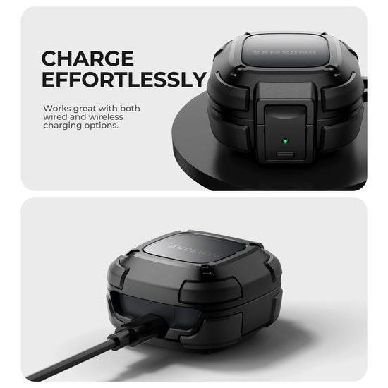 Dexnor odolné pouzdro, Samsung Galaxy Buds FE (2023) / Buds 2 Pro (2022) / Buds 2 (2021) / BudsPro (2021) / BudsLive (2020), černé