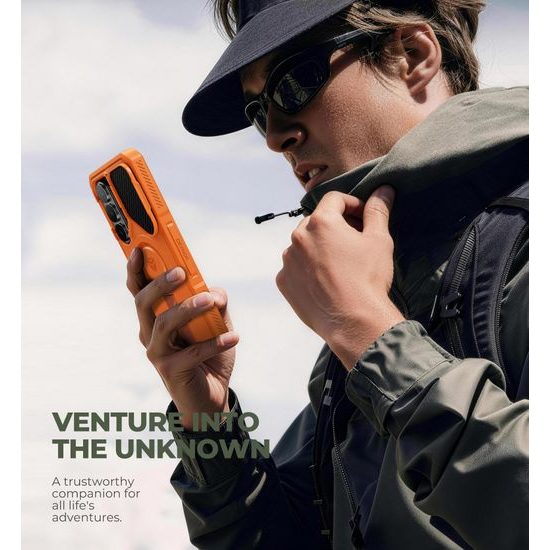 Dexnor MagSafe 360 Kickstand Hoesje - Samsung Galaxy S26 Ultra - met Camera Cover & Standaard - Schokbestendig - Oranje