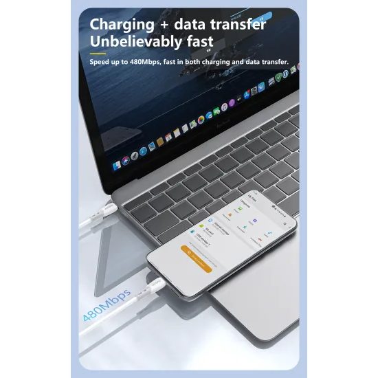 Dudao L25SC kabel USB-C - USB-C, 60W, 1 m, bílý