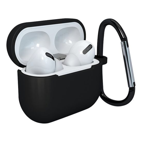 Mehka silikonska torbica za slušalke Apple AirPods 3 s sponko, črna (ohišje D)