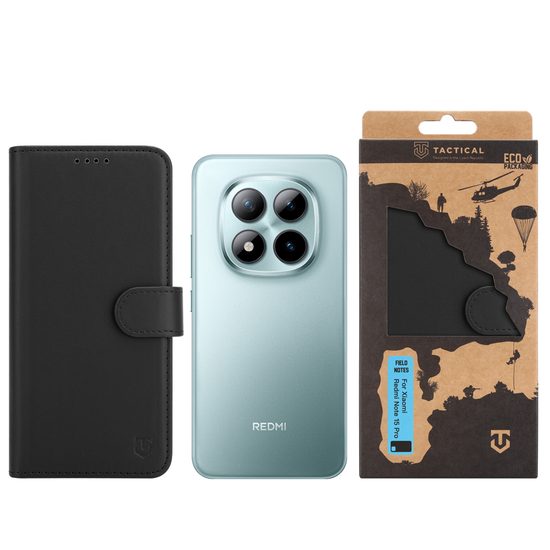 Xiaomi Redmi Note 15 Pro 4G Hoesje - Tactical Field Notes - met Magnetische Sluiting & Standaard - Zwart