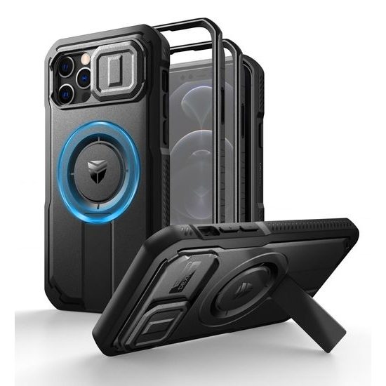 Dexnor MagSafe 360 Kickstand Camprotector Θήκη iPhone 12 / 12 Pro, Μαύρη