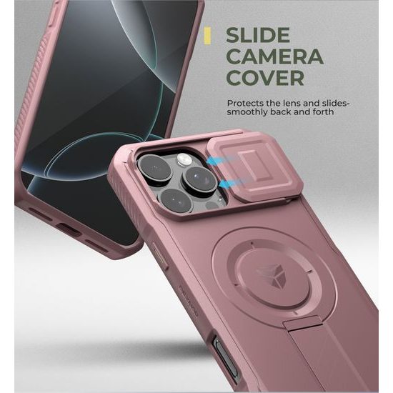 Dexnor MagSafe Kickstand Camprotector obal iPhone 16, růžový