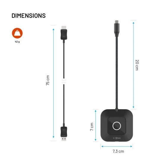 Vezeték nélküli HDMI adapter FIXED AirLink, 100W, PD 3.0, fekete