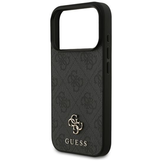 Guess 4G Small and Classic Logo MagSafe Hoesje voor iPhone 17 Pro / iPhone 18 Pro - Eko-leer & Siliconen - Zwart