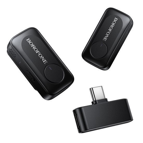 Borofone Kabelloses Lavalier-Mikrofon Lemai (BFK17) USB-C Dual Set für Vlogging und Content Creation - Schwarz