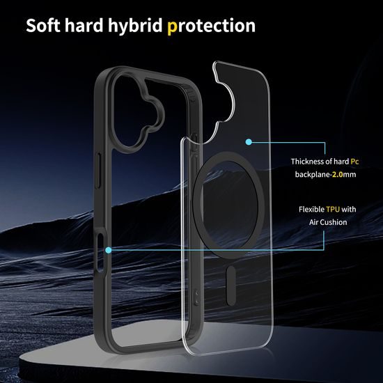 JP MagFit Clear MagSafe θήκη με μαγνήτη N52, iPhone 17, μαύρη